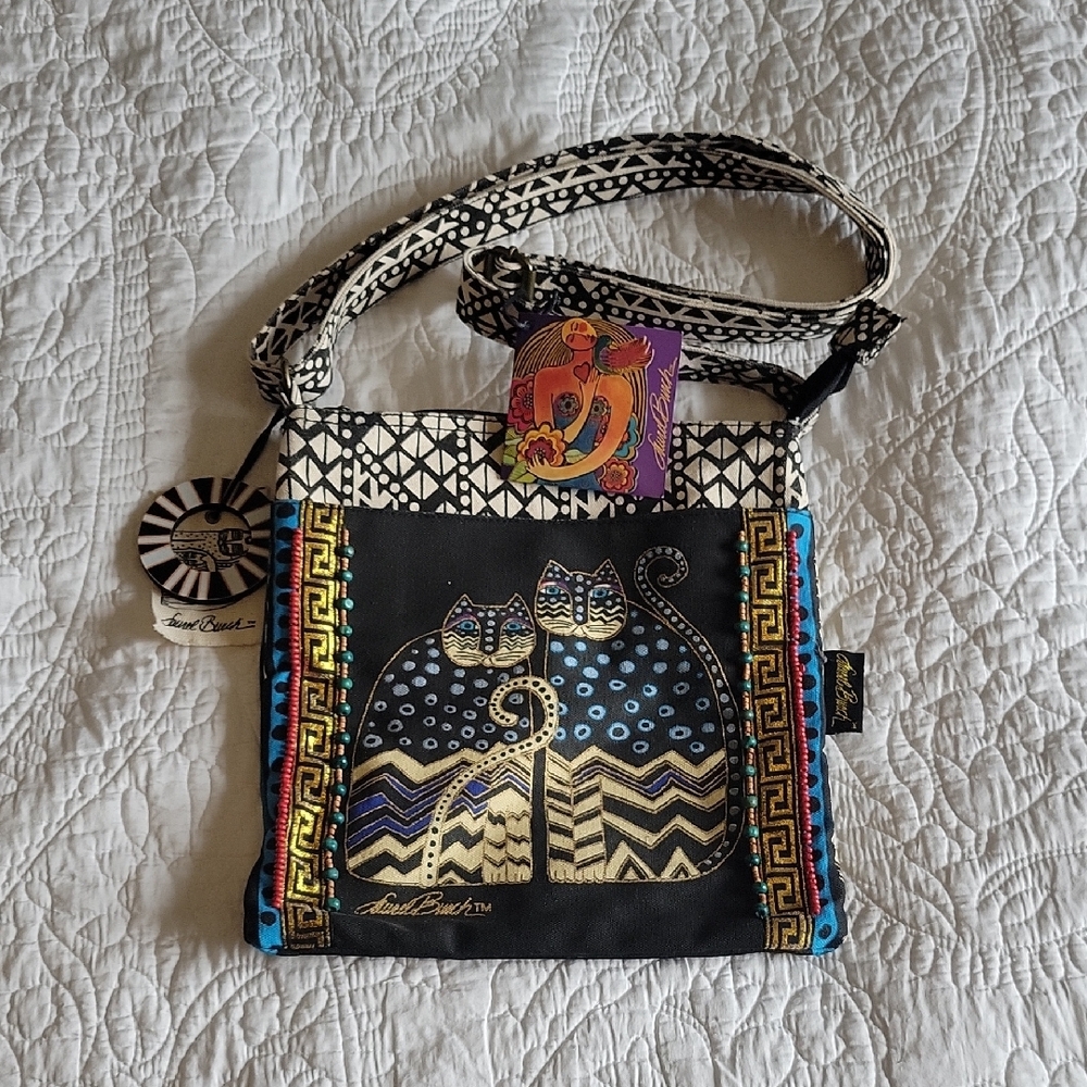 Laurel Burch Black and Blue Cat Design Women's Bag